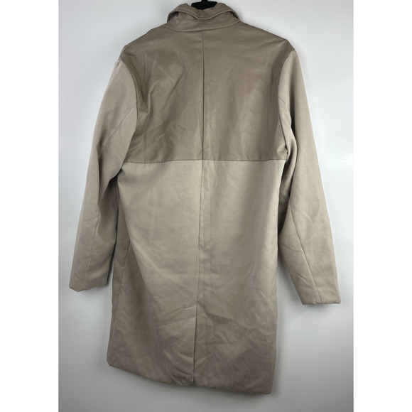 NWT Nova Men Fashion Nova Always Daring Mixed Media Coat Taupe XL Oversized - Picture 8 of 10
